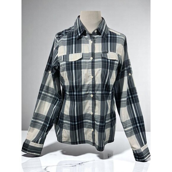 Columbia Medium Plaid Long Sleeve Button Down Shirt Adjustable Sleeve Multicolor - Picture 2 of 10